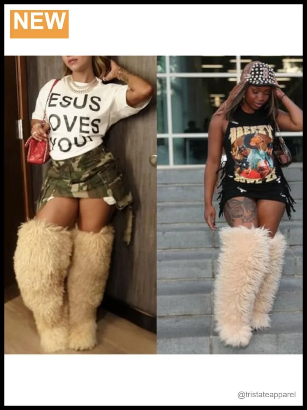 Over the Knee Faux Fur Boots Women Thigh High Fluffy Snow Boots